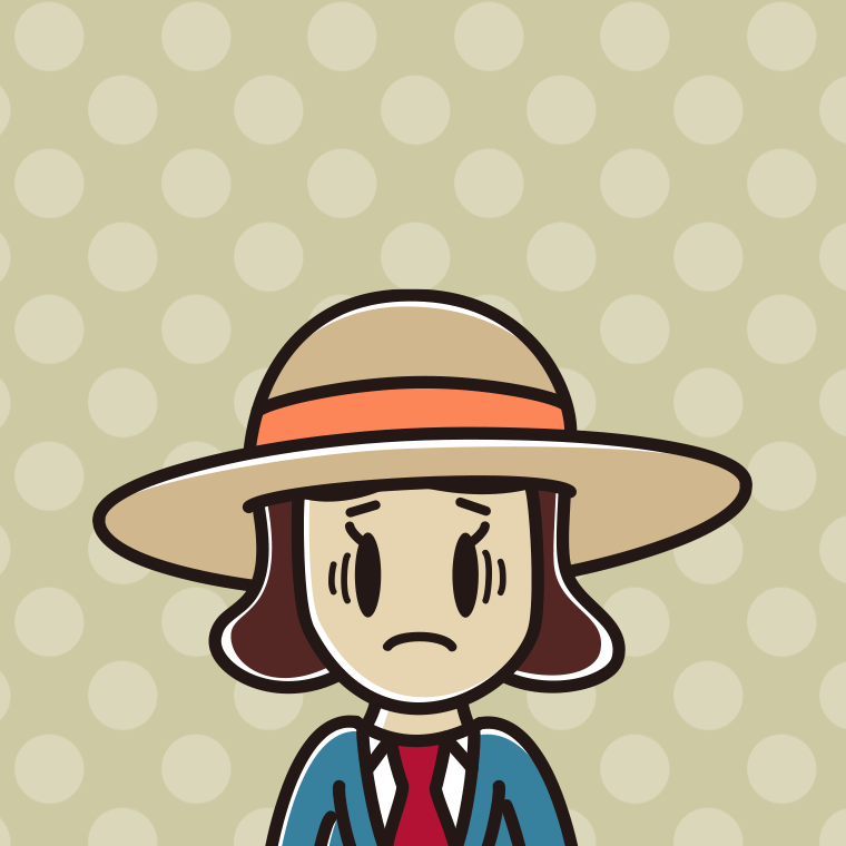 麦わら帽子で困る女子高校生のイラスト【色、背景あり】PNG