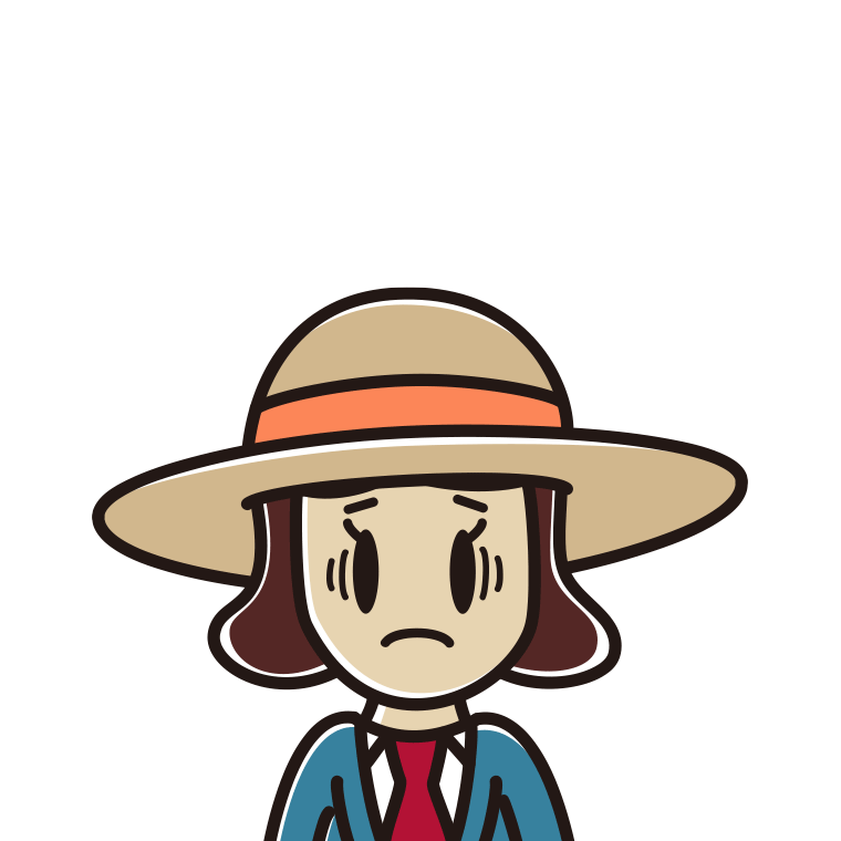 麦わら帽子で困る女子高校生のイラスト【色あり、背景なし】透過PNG