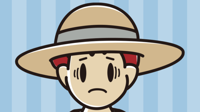 麦わら帽子で困る男子大学生のイラスト【色、背景あり】PNG