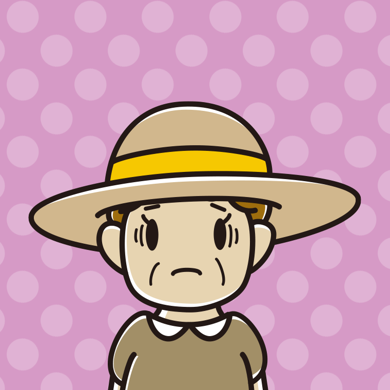 【フリー素材】麦わら帽子で困るおばさんのイラスト