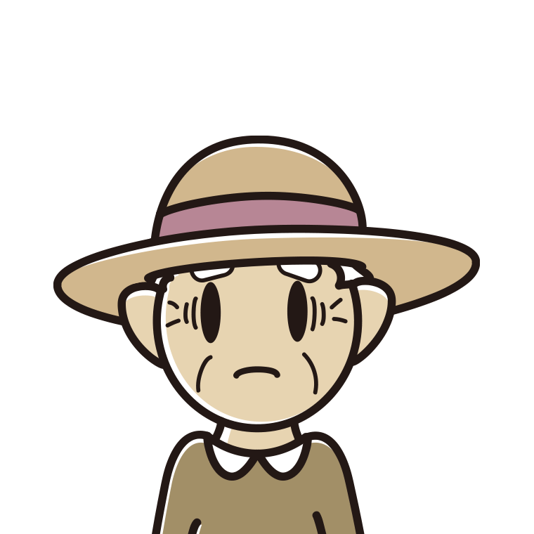 麦わら帽子で困るおじいさんのイラスト【色あり、背景なし】透過PNG