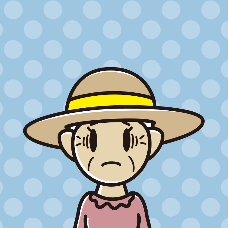 【フリー素材】麦わら帽子で困るおばあさんのイラスト