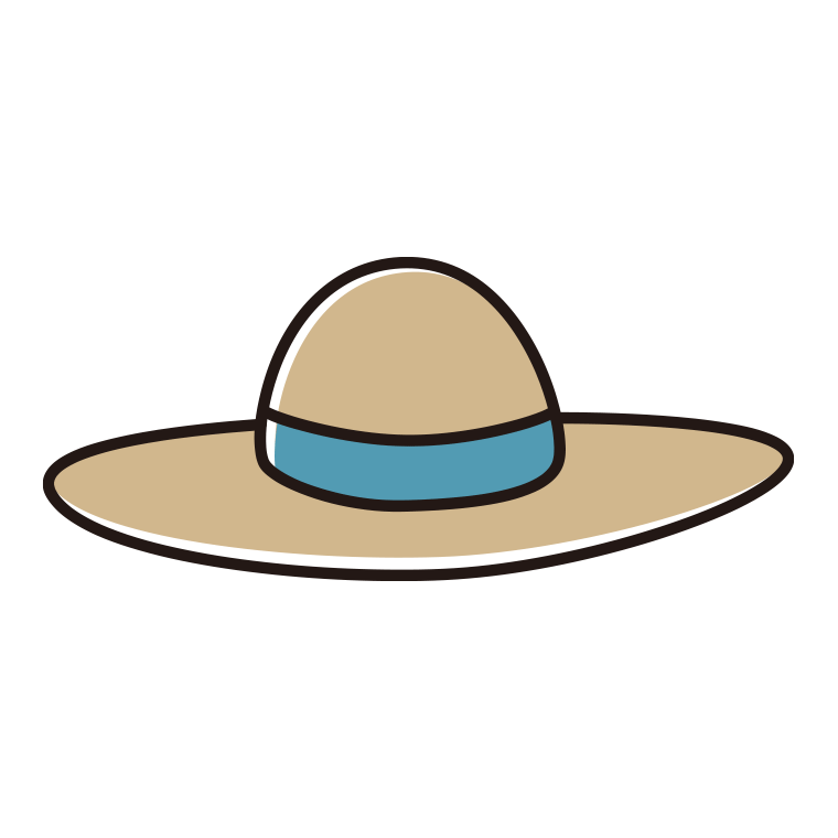 麦わら帽子のイラスト【色あり、背景なし】透過PNG