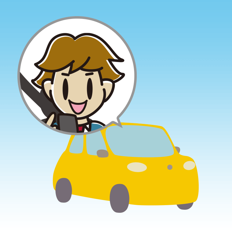 車でスマホを使う男子高校生のイラスト【色、背景あり】PNG