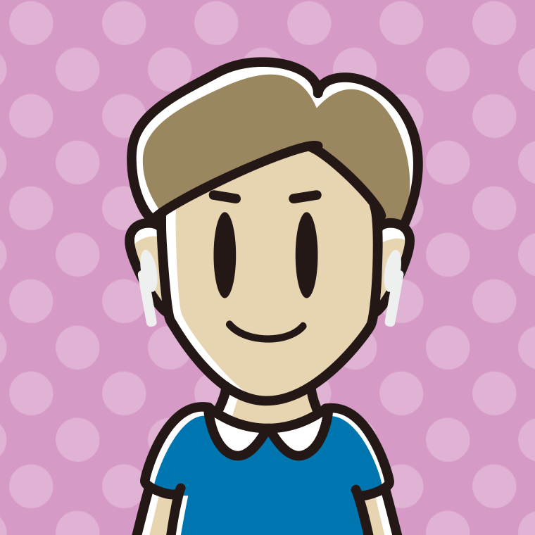 ワイヤレスイヤホンをつけた男性のイラスト【色、背景あり】PNG