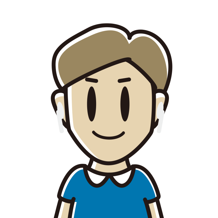 ワイヤレスイヤホンをつけた男性のイラスト【色あり、背景なし】透過PNG