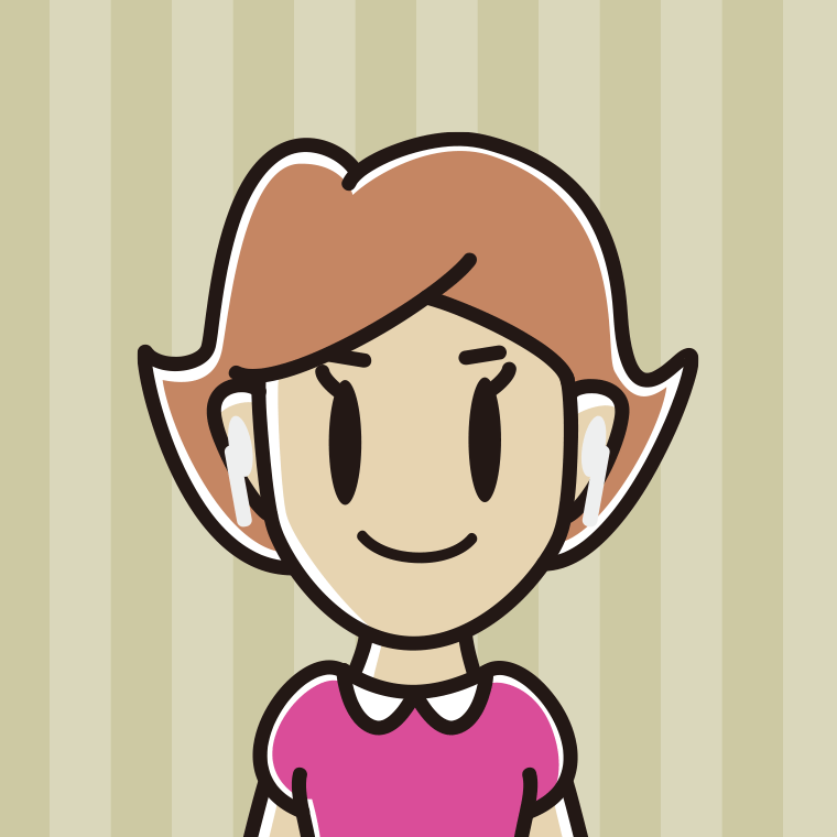 ワイヤレスイヤホンをつけた女性のイラスト【色、背景あり】PNG