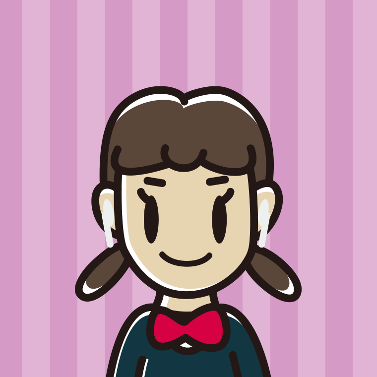 ワイヤレスイヤホンをつけた女子中学生のイラスト【色、背景あり】PNG