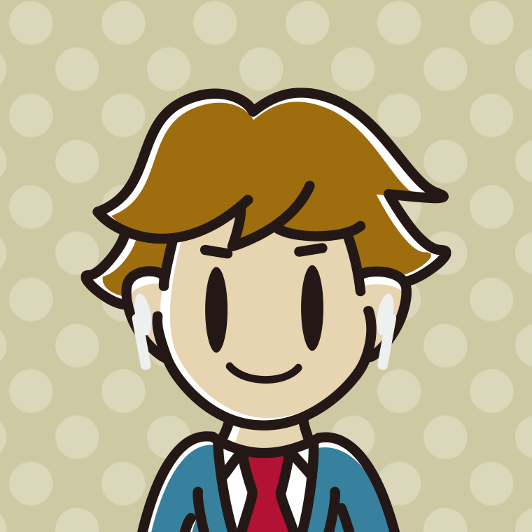 ワイヤレスイヤホンをつけた男子高校生のイラスト【色、背景あり】PNG