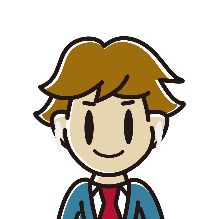 ワイヤレスイヤホンをつけた男子高校生のイラスト【色あり、背景なし】透過PNG