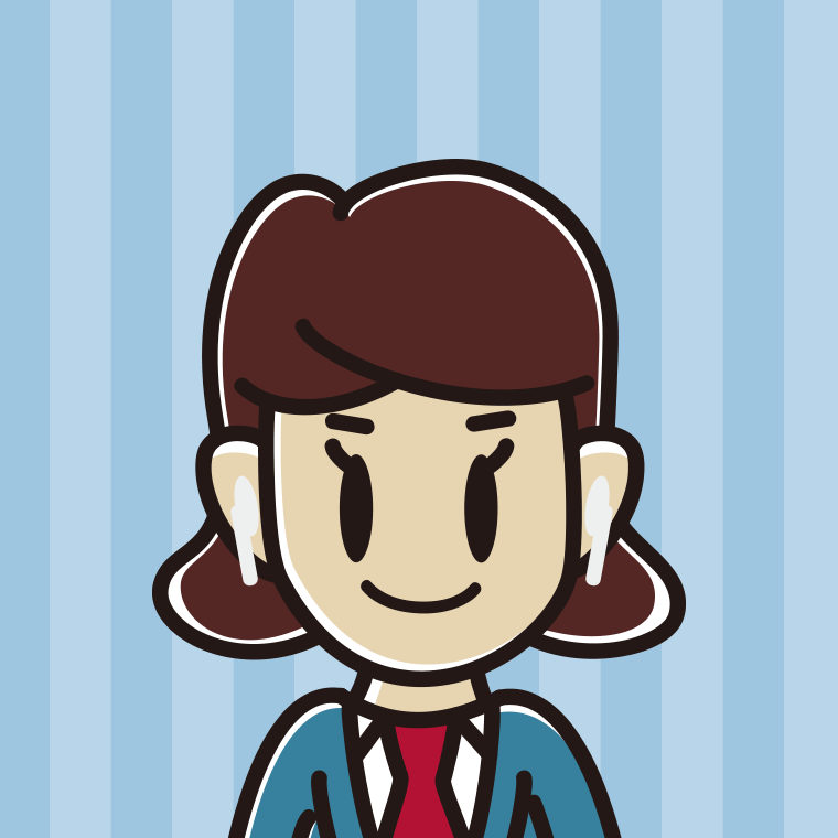 ワイヤレスイヤホンをつけた女子高校生のイラスト【色、背景あり】PNG