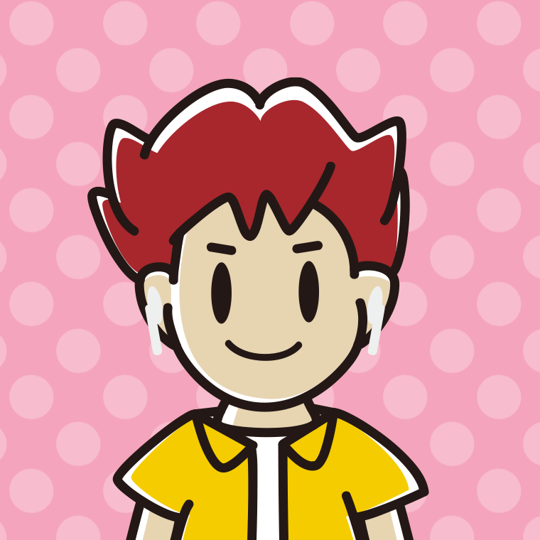 ワイヤレスイヤホンをつけた男子大学生のイラスト【色、背景あり】PNG