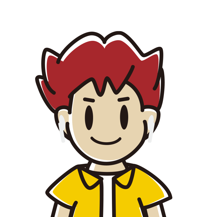 ワイヤレスイヤホンをつけた男子大学生のイラスト【色あり、背景なし】透過PNG