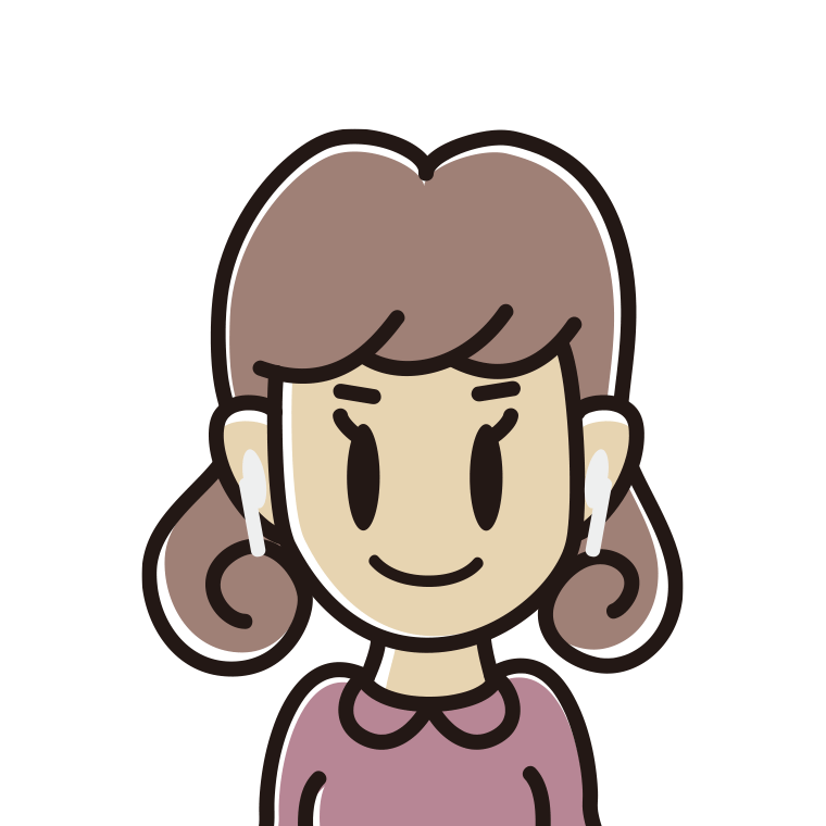 ワイヤレスイヤホンをつけた女子大学生のイラスト【色あり、背景なし】透過PNG