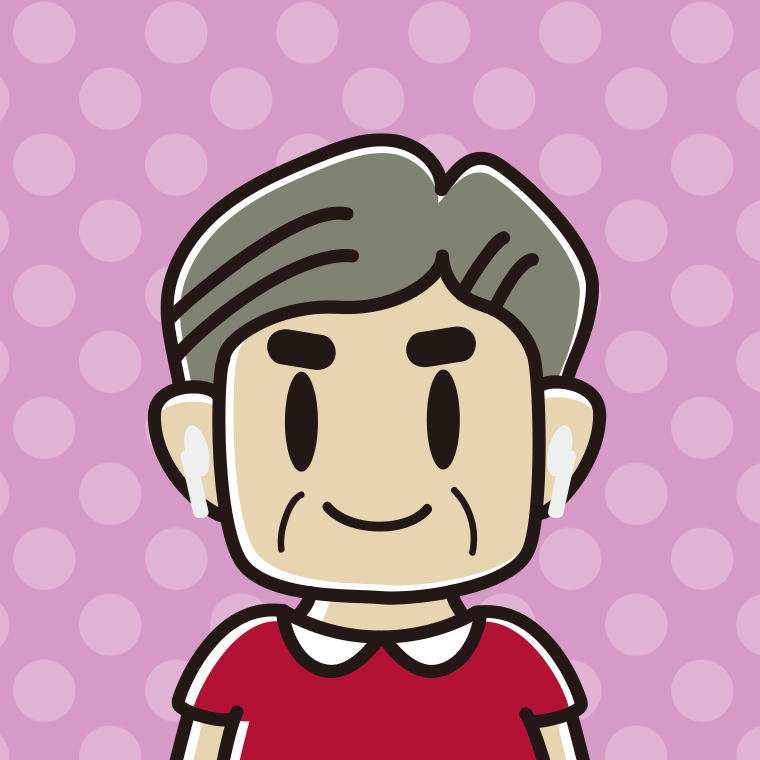 ワイヤレスイヤホンをつけたおじさんのイラスト【色、背景あり】PNG