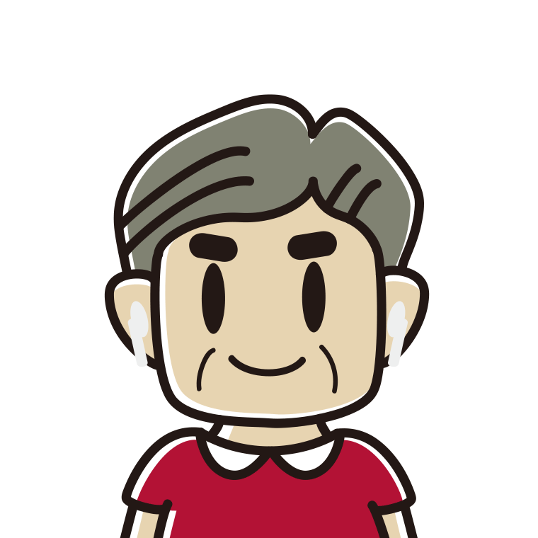 ワイヤレスイヤホンをつけたおじさんのイラスト【色あり、背景なし】透過PNG