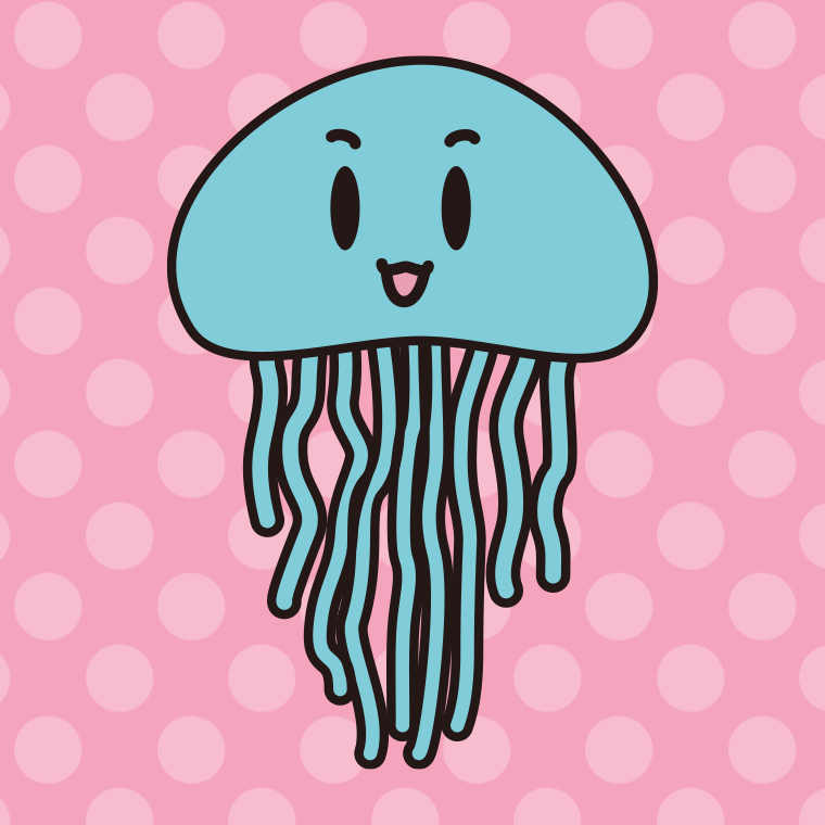 かわいいクラゲちゃんのイラスト【色、背景あり】PNG