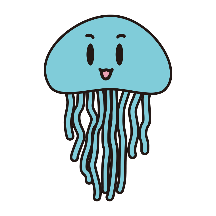 かわいいクラゲちゃんのイラスト【色あり、背景なし】透過PNG