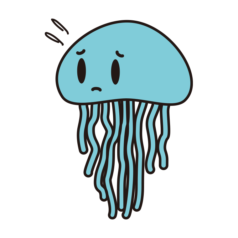 困るクラゲちゃんのイラスト【色あり、背景なし】透過PNG