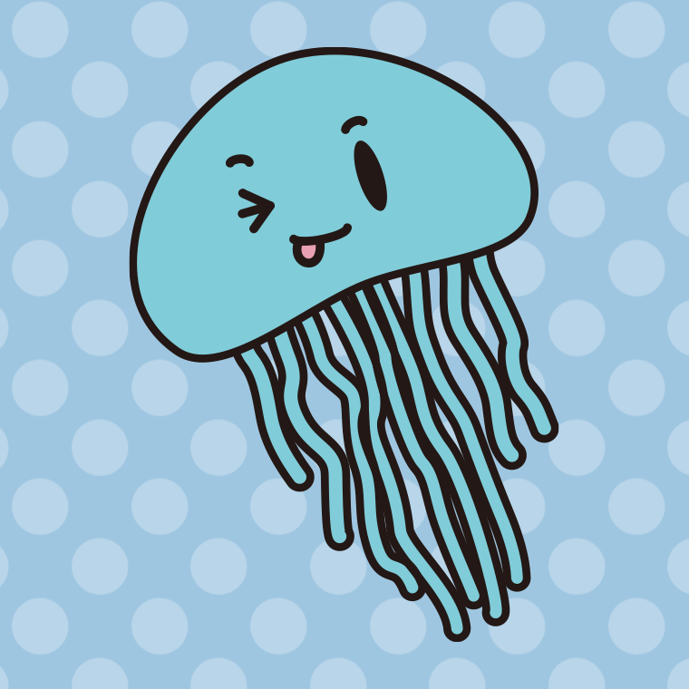 テヘペロなクラゲちゃんのイラスト【色、背景あり】PNG