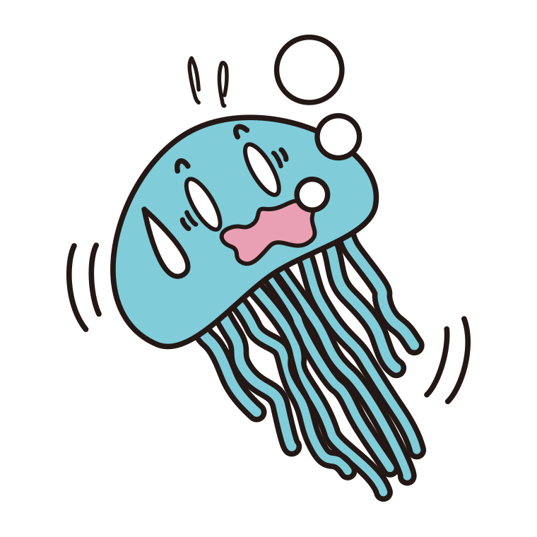 溺れるクラゲちゃんのイラスト【色あり、背景なし】透過PNG