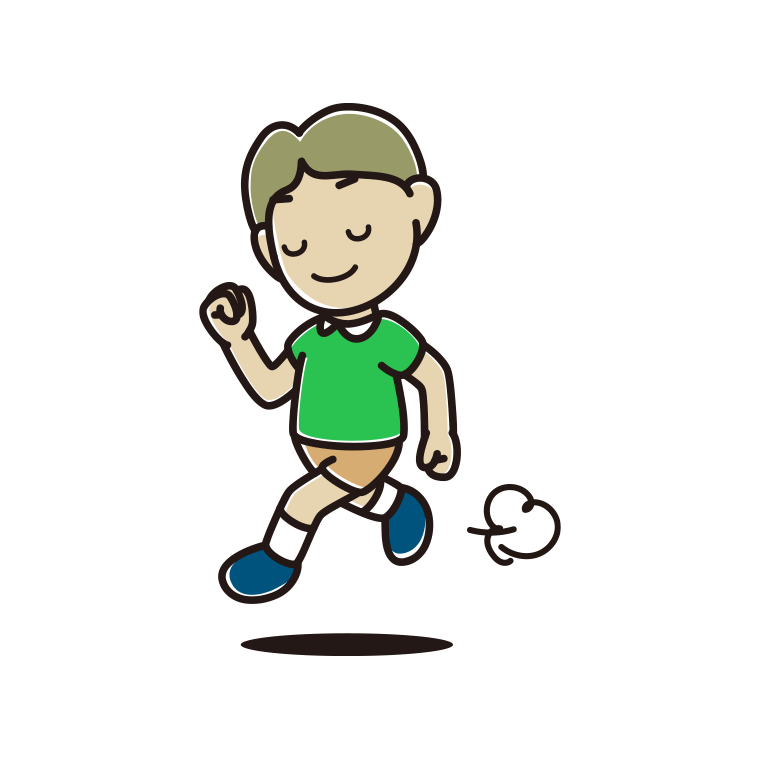 走りながらお辞儀する小学生男子のイラスト【色あり、背景なし】透過PNG