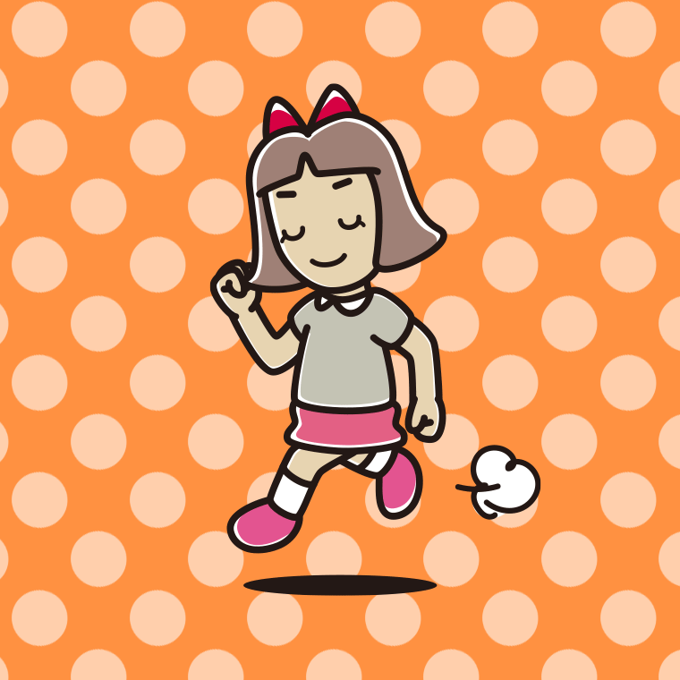 走りながらお辞儀する小学生女子のイラスト【色、背景あり】PNG