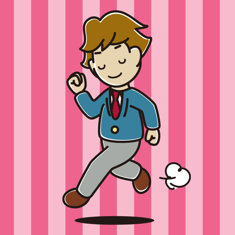 走りながらお辞儀する男子高校生のイラスト【色、背景あり】PNG
