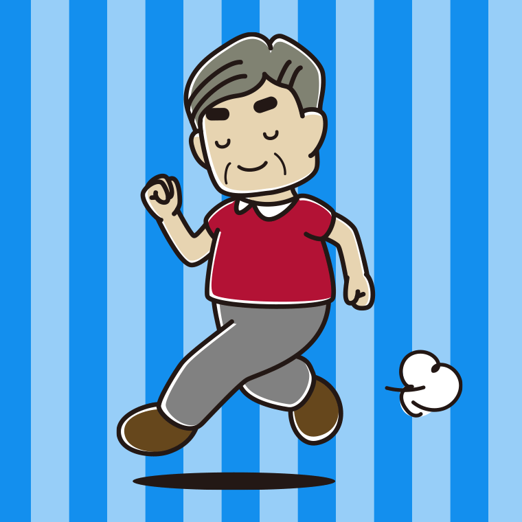 【フリー素材】走りながらお辞儀するおじさんのイラスト