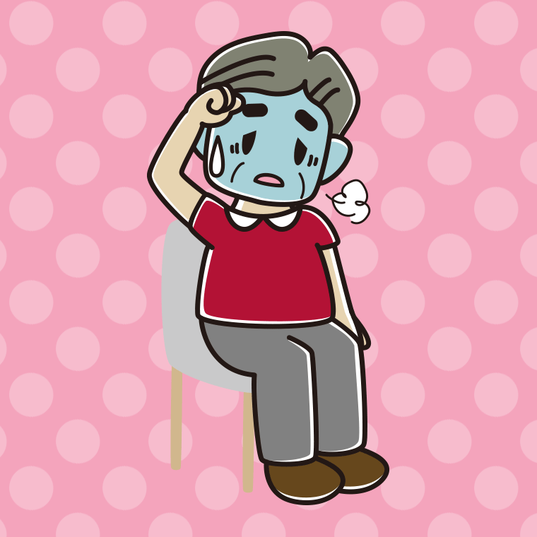 【フリー素材】椅子で具合が悪いおじさんのイラスト