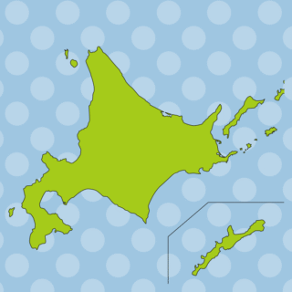 北海道の地図（詳細版・リアル）のイラスト【色、背景あり】PNG