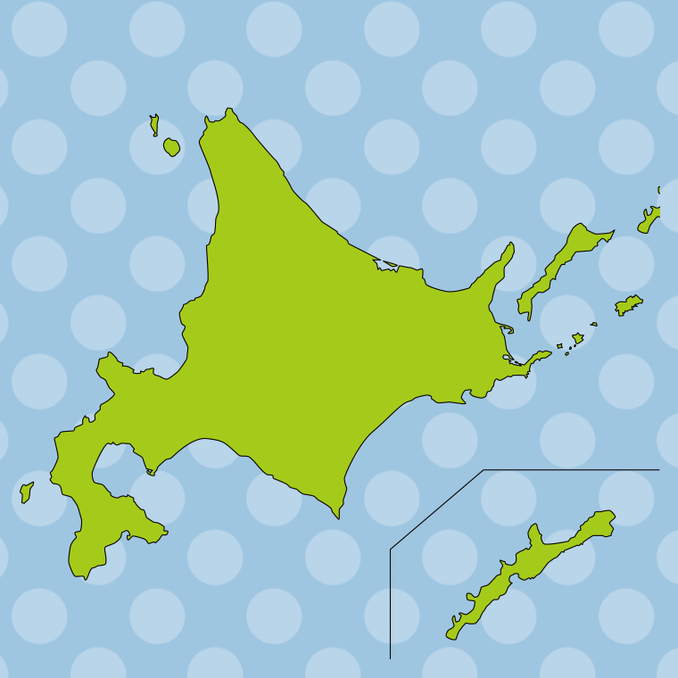 北海道の地図（詳細版・リアル）のイラスト【色、背景あり】PNG