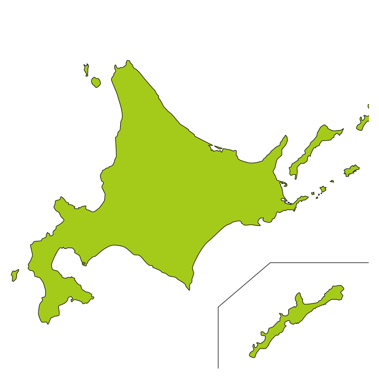 北海道の地図（詳細版・リアル）のイラスト【色あり、背景なし】透過PNG