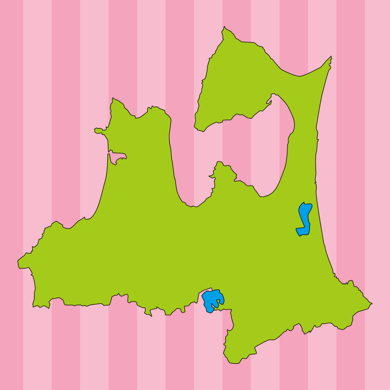 青森県の地図（詳細版・リアル）のイラスト【色、背景あり】PNG