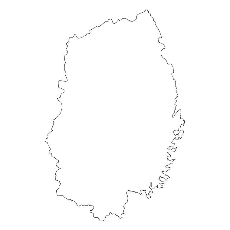 岩手県の地図（詳細版・リアル）のイラスト【線のみ】透過PNG