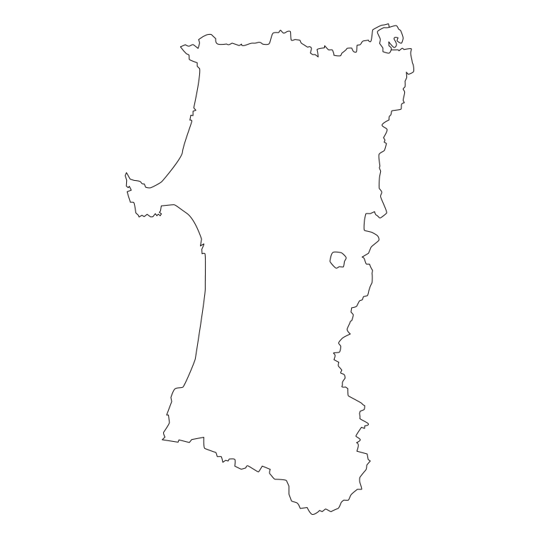 秋田県の地図（詳細版・リアル）のイラスト【線のみ】透過PNG