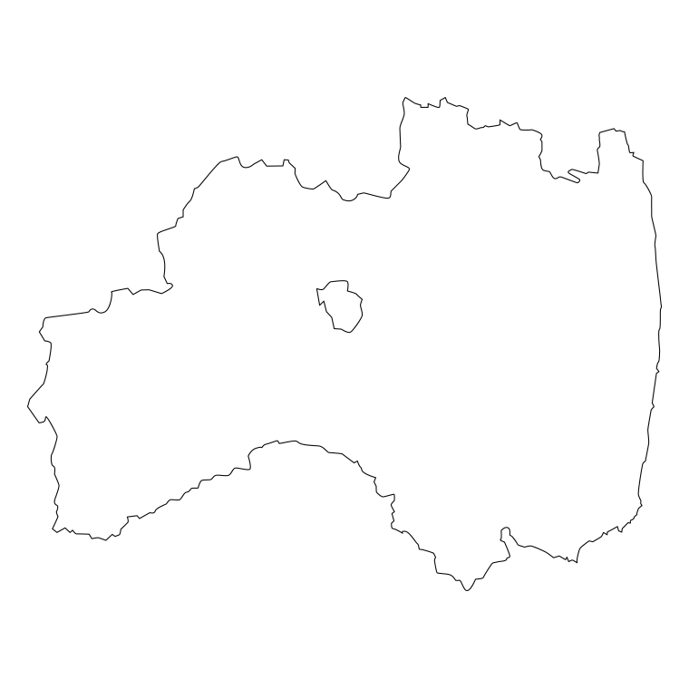 福島県の地図（詳細版・リアル）のイラスト【線のみ】透過PNG