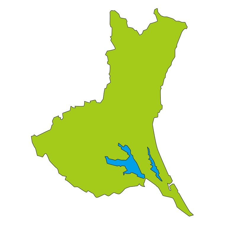 茨城県の地図（詳細版・リアル）のイラスト【色あり、背景なし】透過PNG