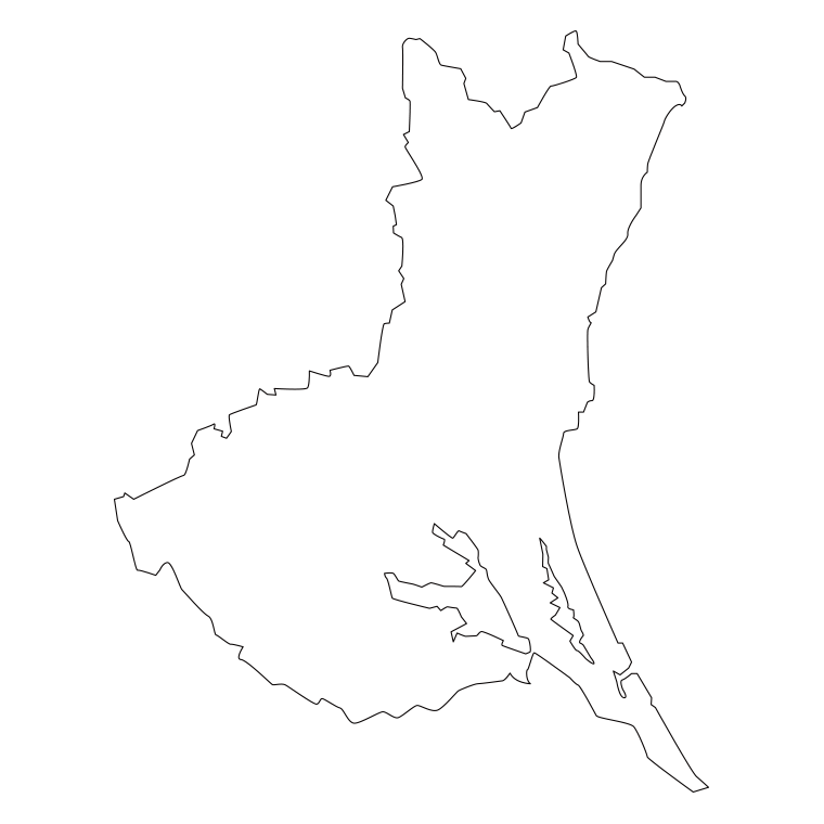 茨城県の地図（詳細版・リアル）のイラスト【線のみ】透過PNG