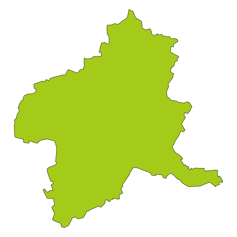 群馬県の地図（詳細版・リアル）のイラスト【色あり、背景なし】透過PNG