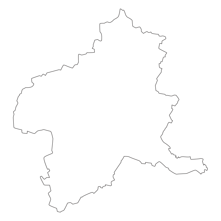 群馬県の地図（詳細版・リアル）のイラスト【線のみ】透過PNG