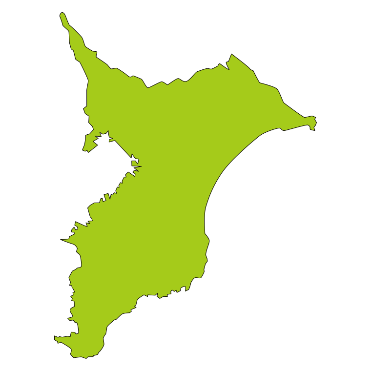 千葉県の地図（詳細版・リアル）のイラスト【色あり、背景なし】透過PNG