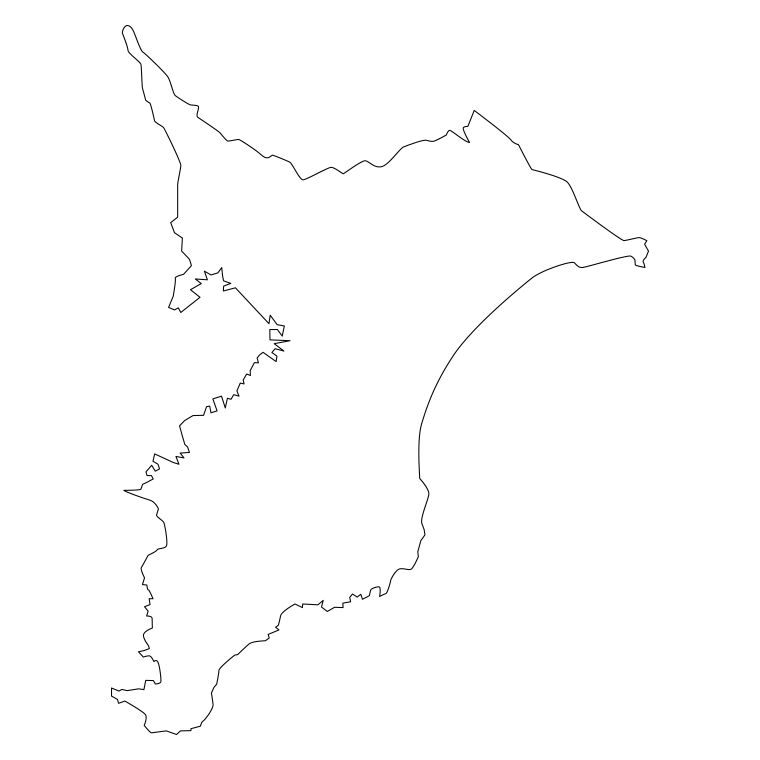 千葉県の地図（詳細版・リアル）のイラスト【線のみ】透過PNG