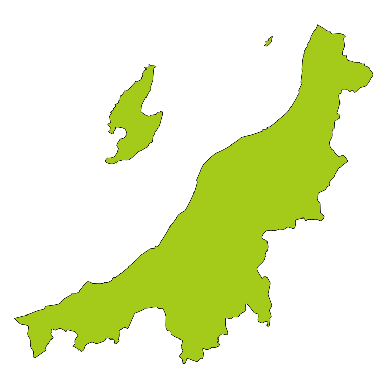 新潟県の地図（詳細版・リアル）のイラスト【色あり、背景なし】透過PNG