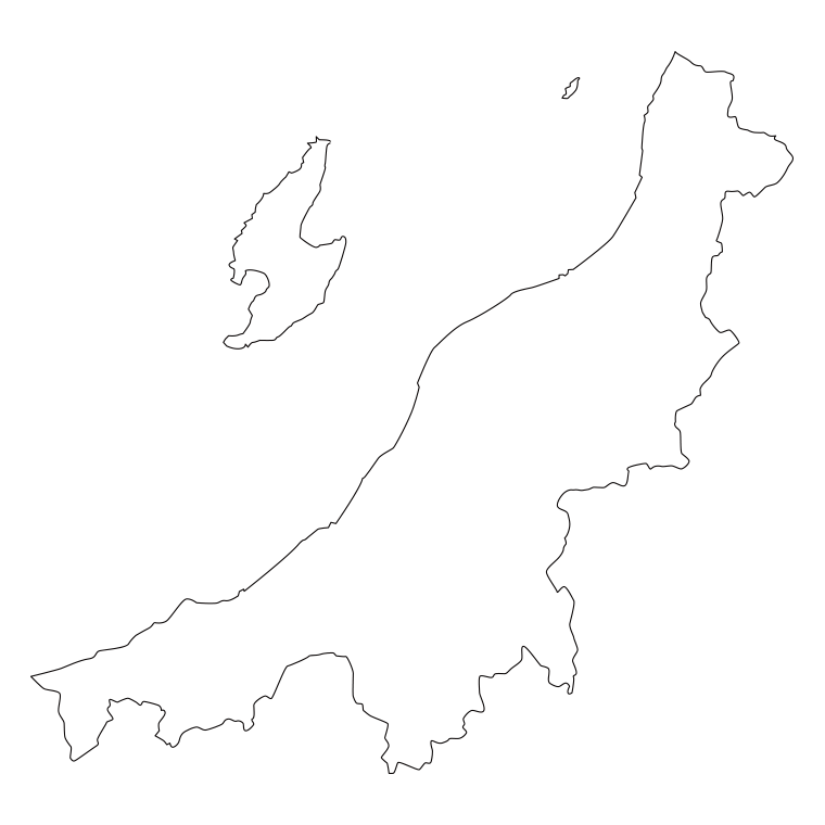 新潟県の地図（詳細版・リアル）のイラスト【線のみ】透過PNG