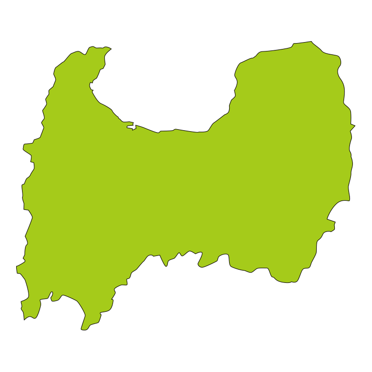 富山県の地図（詳細版・リアル）のイラスト【色あり、背景なし】透過PNG