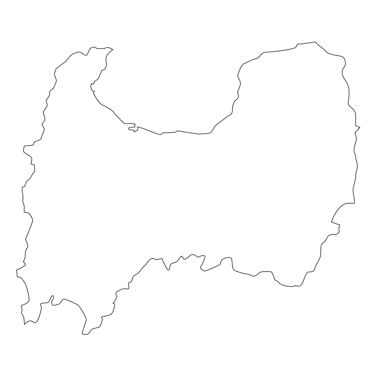 富山県の地図（詳細版・リアル）のイラスト【線のみ】透過PNG