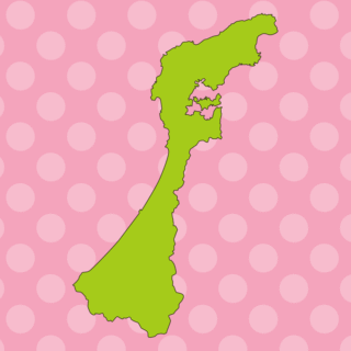 石川県の地図（詳細版・リアル）のイラスト【色、背景あり】PNG