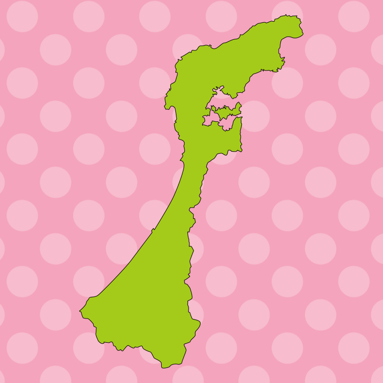 石川県の地図（詳細版・リアル）のイラスト【色、背景あり】PNG