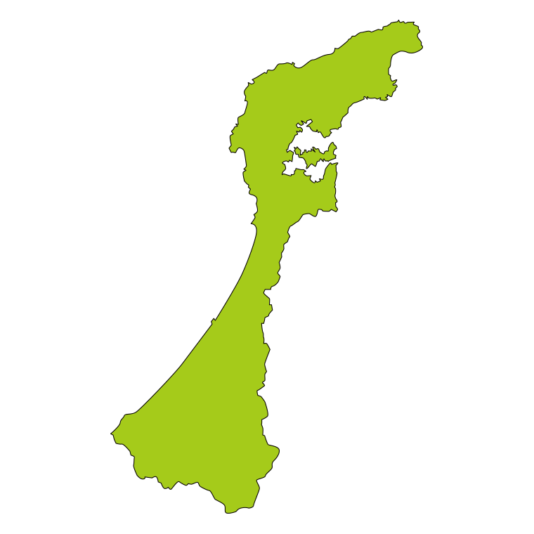 石川県の地図（詳細版・リアル）のイラスト【色あり、背景なし】透過PNG